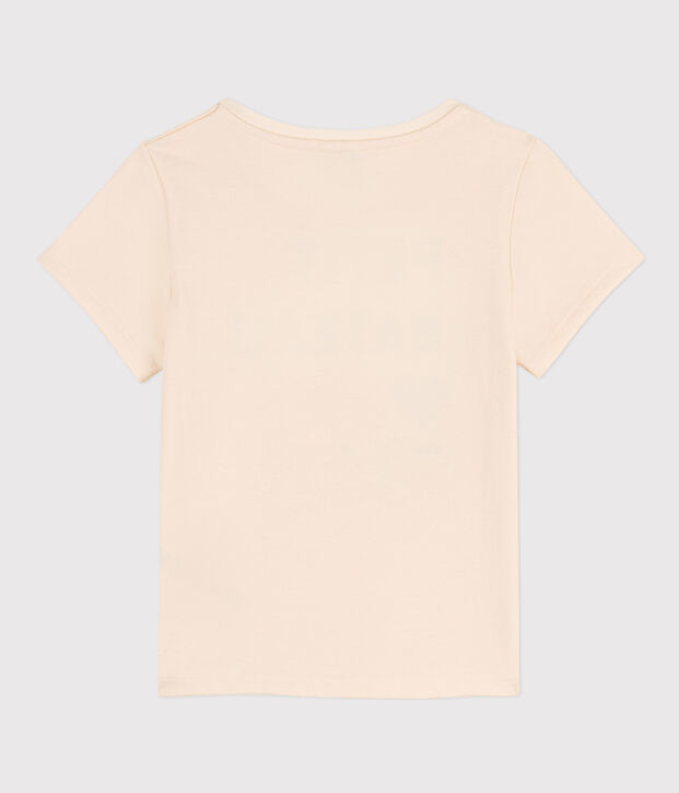 T-shirt stampata a maniche corte bambina ecru/blu