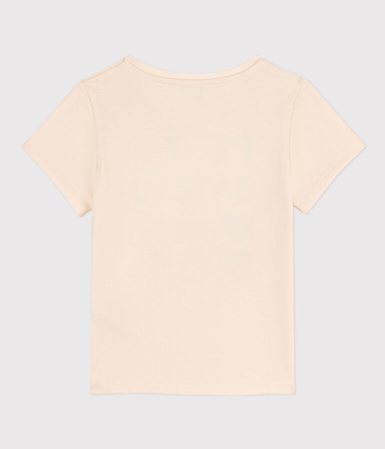 T-shirt stampata a maniche corte bambina ecru/blu