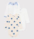 Set di 3 body a maniche lunghe in cotone a cuori blu neonato