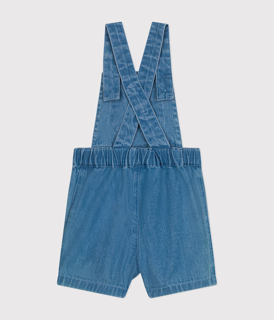 Salopette corta bebè in denim leggero blu DENIM CLAIR