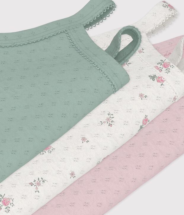 Set di body con spalline in cotone traforato a fiori neonato multicolore