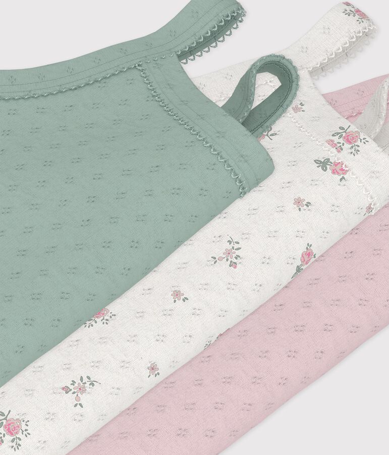 Set di body con spalline in cotone traforato a fiori neonato multicolore