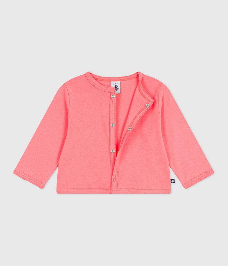 Cardigan in cotone tinta unita neonato rosa