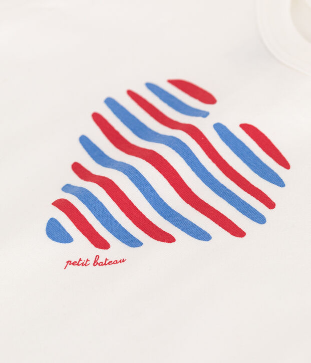 T-shirt a maniche corte in cotone tinta unita neonato bianco/multicolore