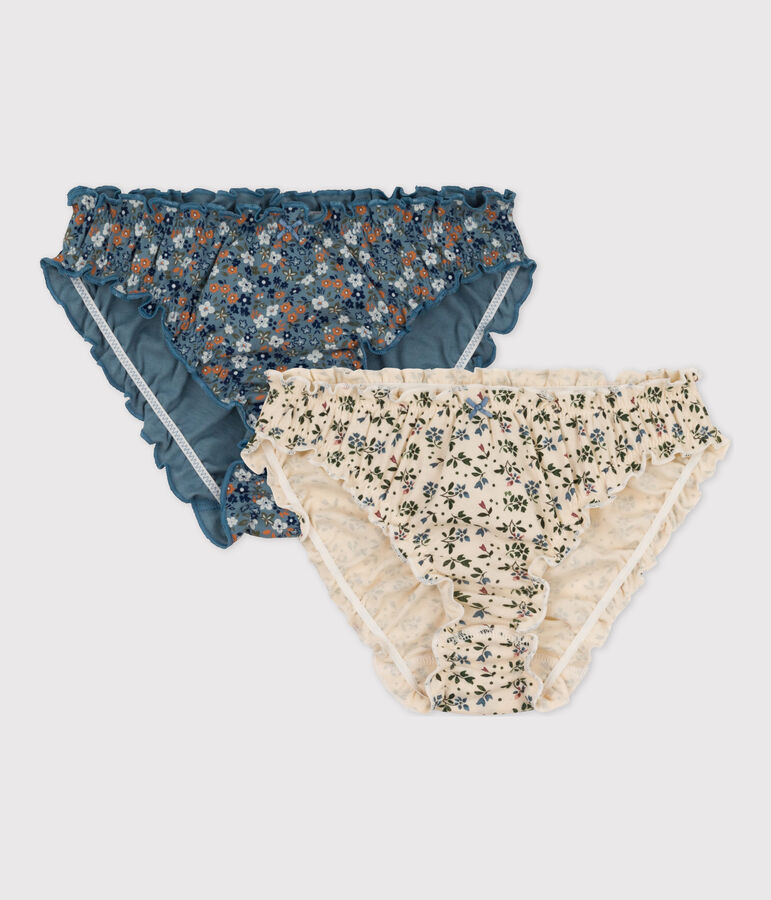 Confezione da 2 slip con frufru in cotone donna multicolore