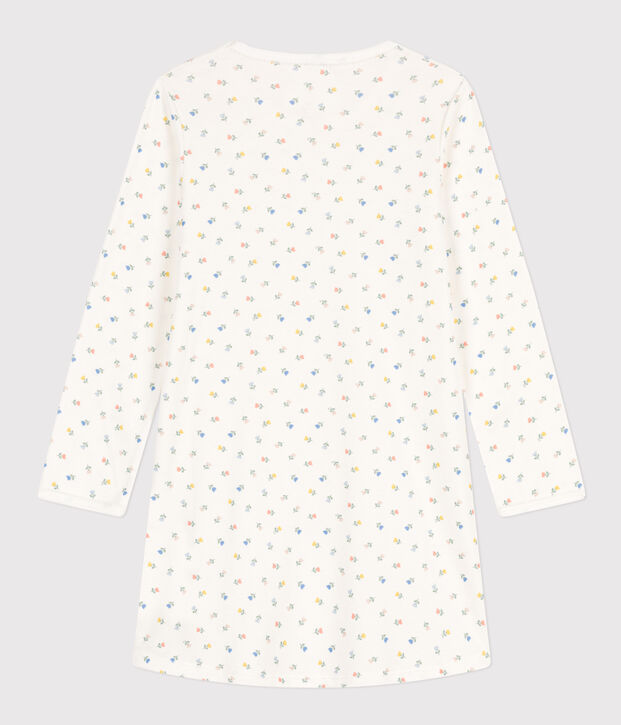 Camicia da notte bambina in cotone a fiori bianco/multicolore