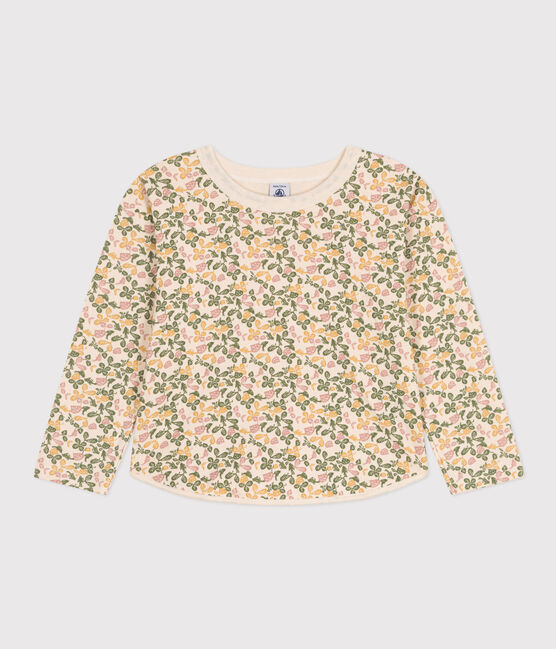 T-shirt bambina a maniche lunghe in tubique stampato bianco AVALANCHE/ MULTICO