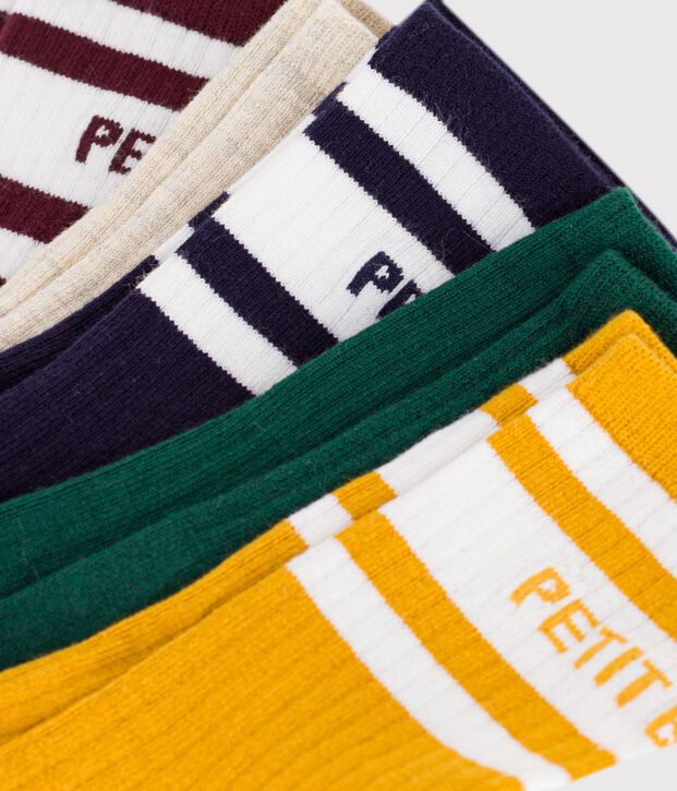 5 paia di calzini in cotone tinta unita bambino multicolore