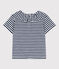 Blusa a maniche corte bebè in jersey fiammato a righe blu MEDIEVAL/bianco MARSHMALLOW