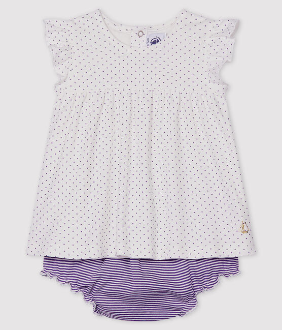 Completo due pezzi bebè femmina viola REAL/bianco MARSHMALLOW