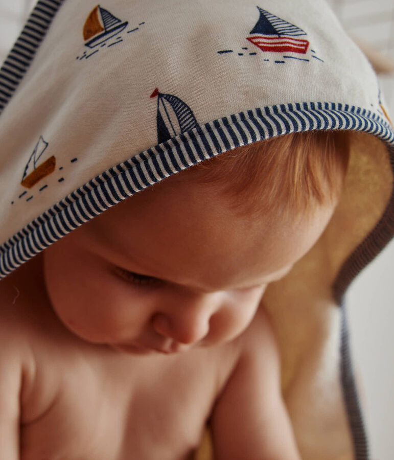 Telo da bagno e guanto beb&egrave; con motivo marino bianco MARSHMALLOW/blu MEDIEVAL/ MULTICO