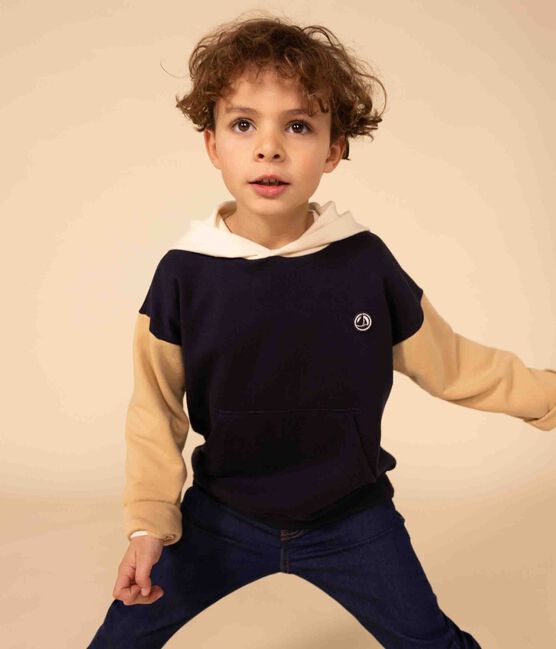 Felpa con cappuccio bambino blu SMOKING/bianco MULTICO