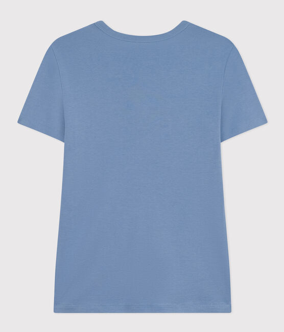 T-shirt L'Iconique scollo a V in cotone tinta unita donna blu BEACH