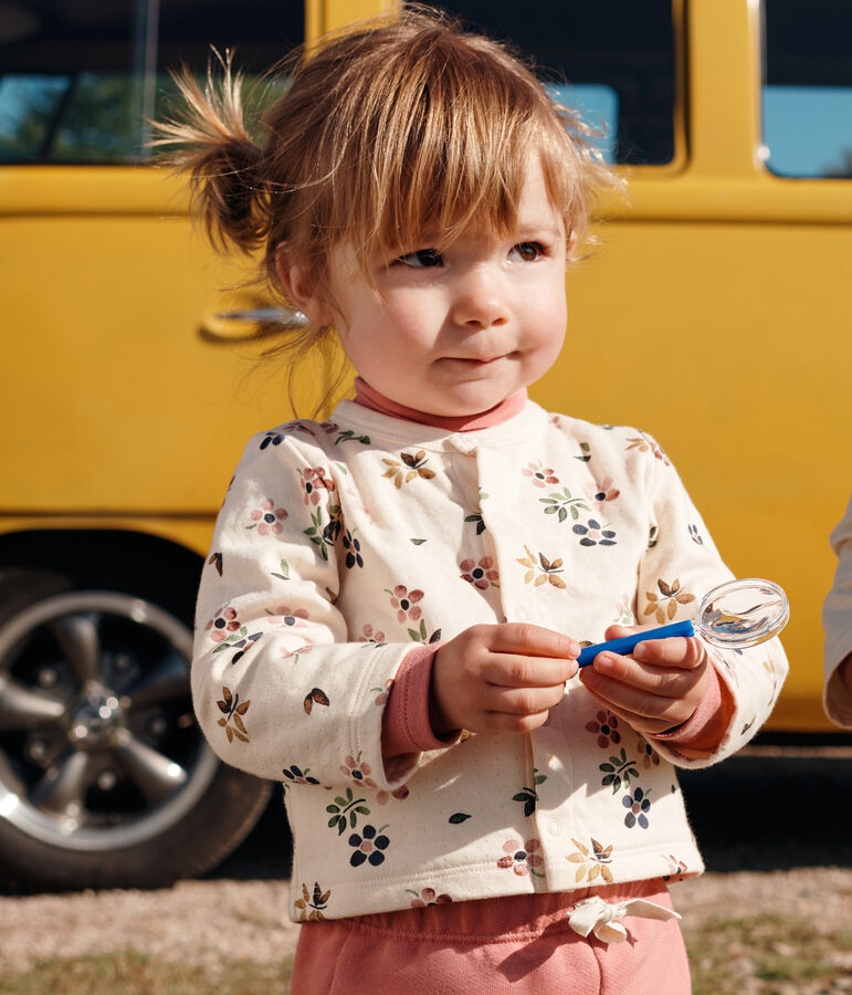 Cardigan in tubique neonato ecru/multicolore