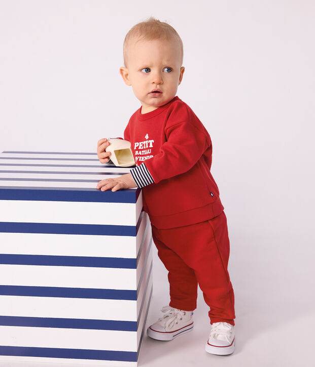 Felpa in cotone fantasia neonato rosso