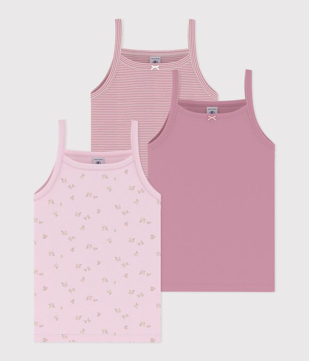 Set di canotte in cotone a fiori bambina multicolore