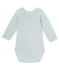 Body puericultura bebè bambina maniche lunghe lana e cotone blu FRAICHEUR/grigio TEMPETE