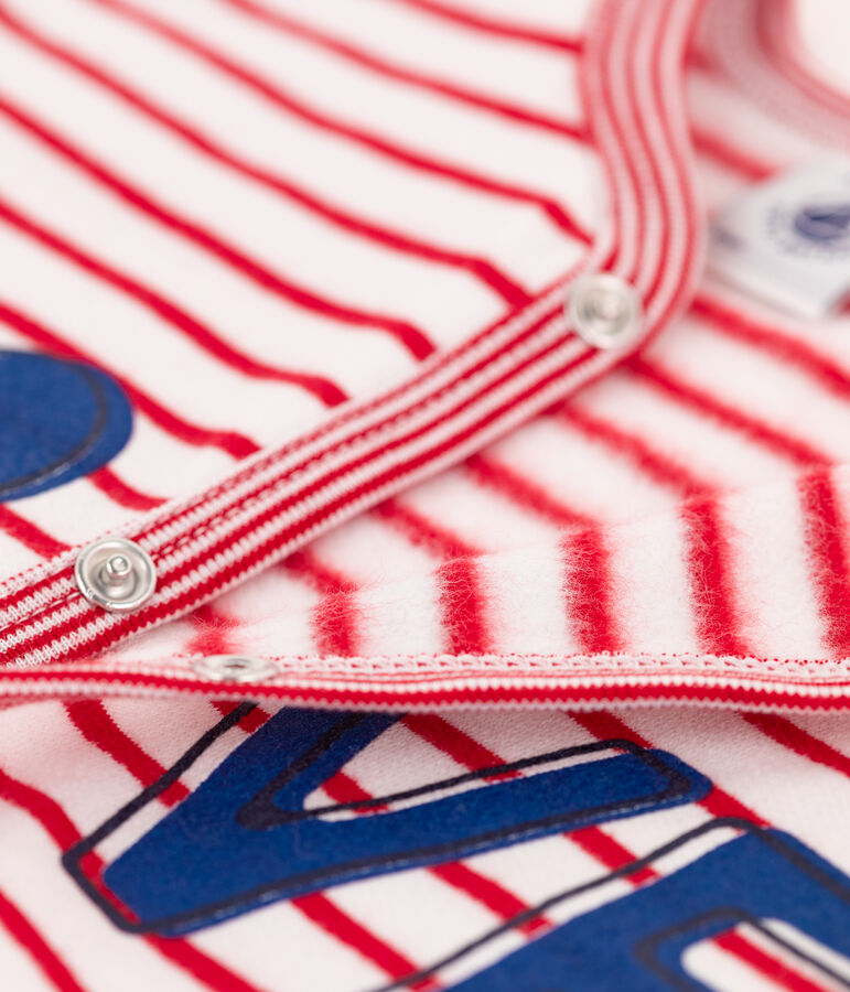 Tutina beb&egrave; senza piedi beb&egrave; in molleton bianco MARSHMALLOW/rosso TERKUIT