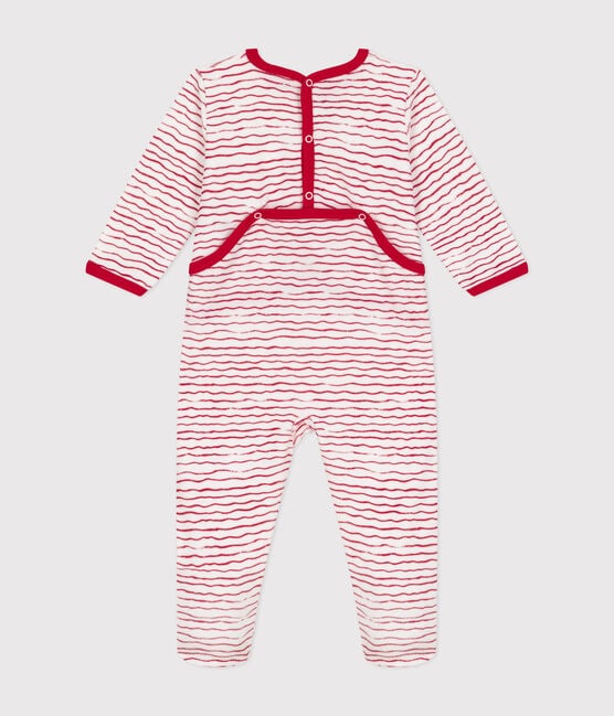 Tutina pigiama neonato in ciniglia bianco ECUME/ CORRIDA