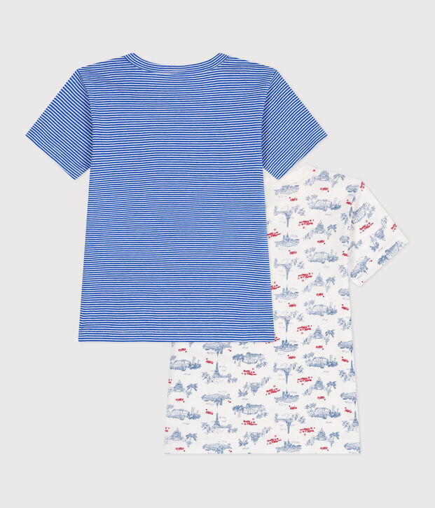 Set da 2 T-shirt a maniche corte in cotone con stampa Parigi bambino multicolore