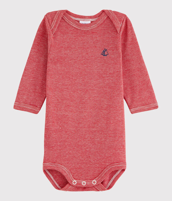 Body manica lunga bebè unisex rosso TERKUIT/bianco MARSHMALLOW