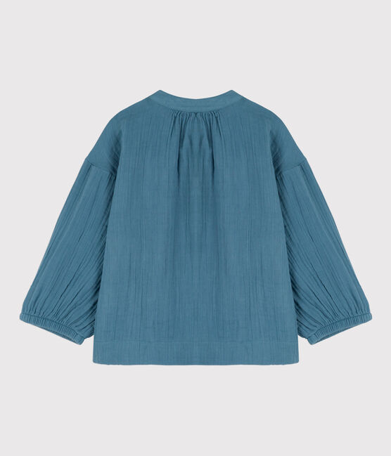 Blusa in garza di cotone bambina blu ROVER