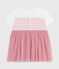 Abito a maniche corte in cotone e tulle con corpetto a righe neonata bianco MARSHMALLOW/rosa CHARME