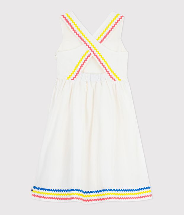 Abito lungo con spalline in cotone bambina bianco