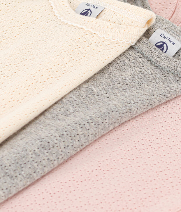 Confezione da 3 body beb&egrave; a maniche lunghe in cotone tinta unita multicolore