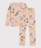 Pigiama snugfit a fiori per bambina in cotone rosa SALINE/bianco MULTICO