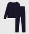 Pigiama in cotone tinta unita donna blu SMOKING