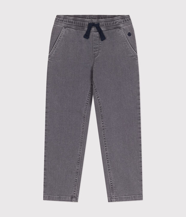 Pantalone bambino in denim taglio regular grigio