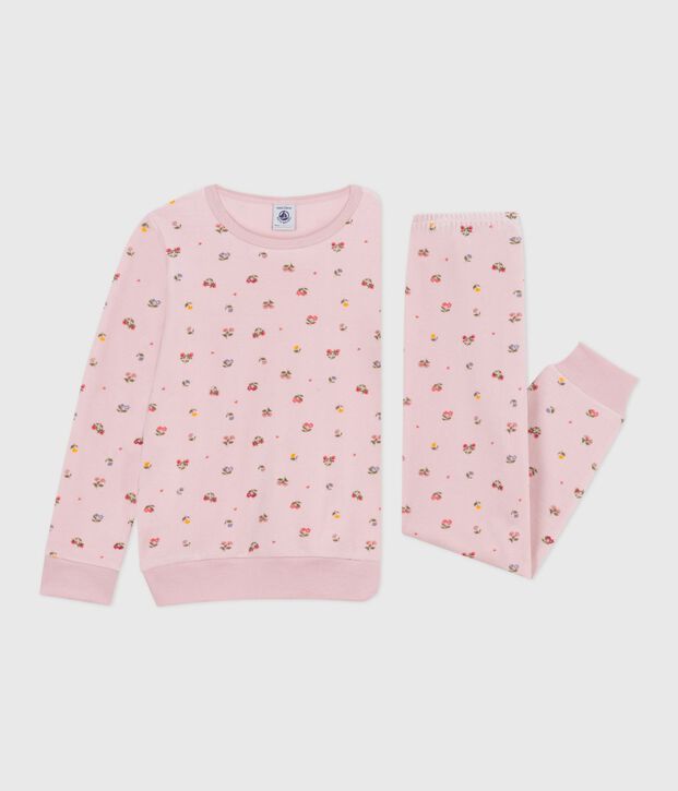 Pigiama in ciniglia con stampa a fiori bambina rosa/multicolore