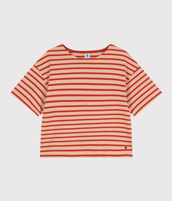 Marinière in cotone Donna beige VINTAGE/rosso HARISSA