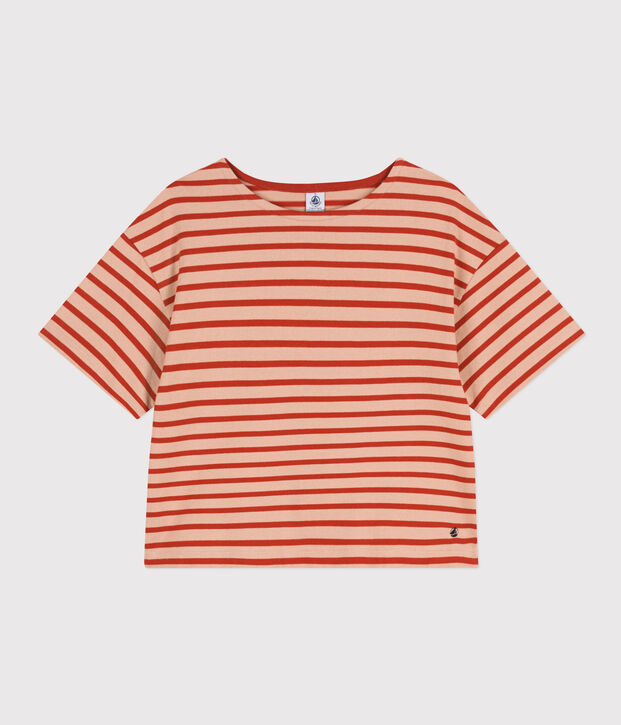 Marini&egrave;re in cotone Donna beige/rosso