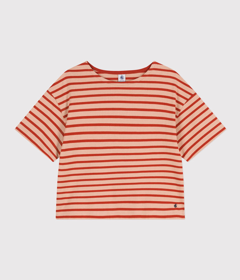 Marini&egrave;re in cotone Donna beige/rosso