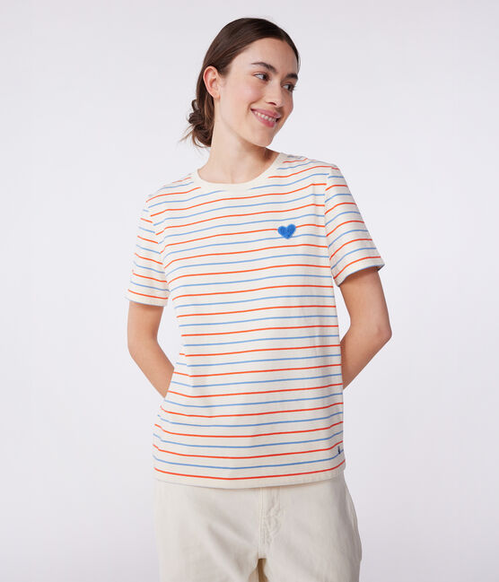 T-shirt donna Le Droit in cotone a righe bianco AVALANCHE/ MULTICO