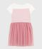 Abito a maniche corte in cotone e tulle bambina bianco MARSHMALLOW/rosa CHARME