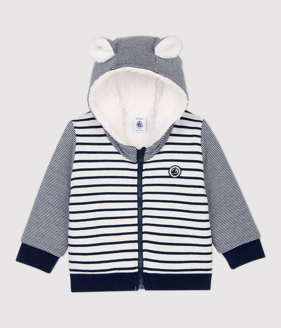 Teddy in sherpa bebè. bianco MARSHMALLOW/blu SMOKING