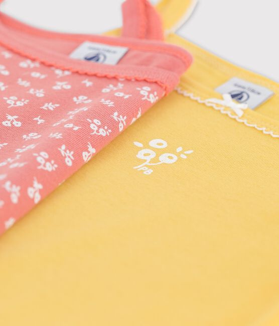 Confezione da 2 canottiere con spalline a fiori bambina in cotone variante 1