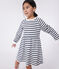 Abito a maniche lunghe in cotone a righe bambina bianco MARSHMALLOW/blu SMOKING