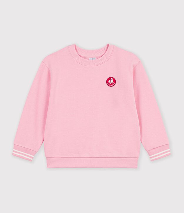 Felpa in cotone tinta unita bambina rosa