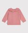 Cardigan in maglia di misto lana e cotone tinta unita con colletto neonato rosa
