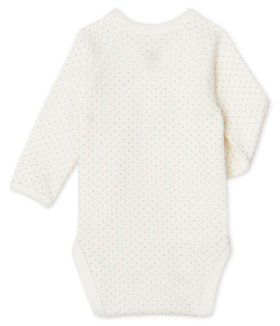 Body nascita manica lunga bebè bianco MARSHMALLOW/rosa CHARME