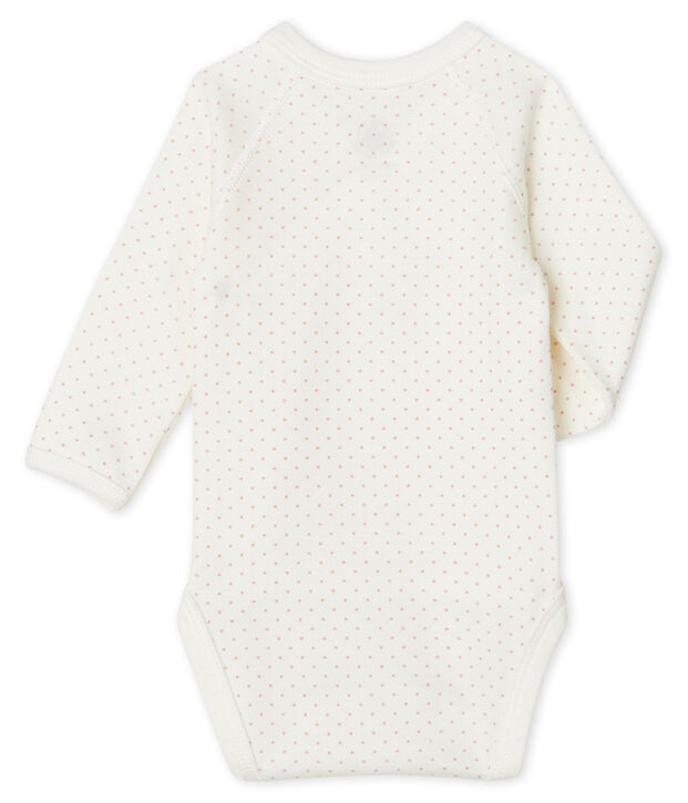 Body nascita manica lunga beb&egrave; bianco/rosa