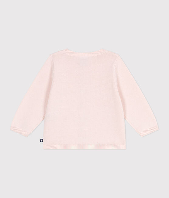 Cardigan in cotone a punto fantasia neonata rosa FLEUR