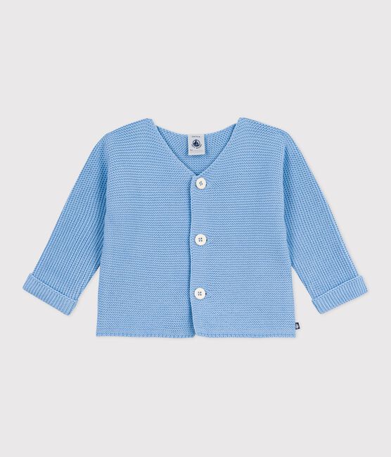 Cardigan in maglia di cotone a punto legaccio neonato blu FLO