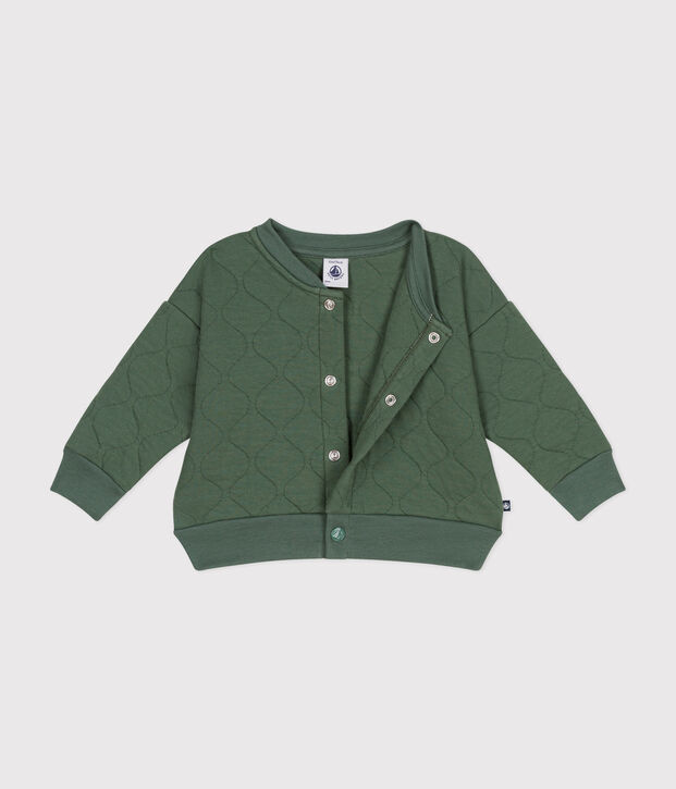 Cappotto teddy in tubique trapuntato beb&egrave; verde