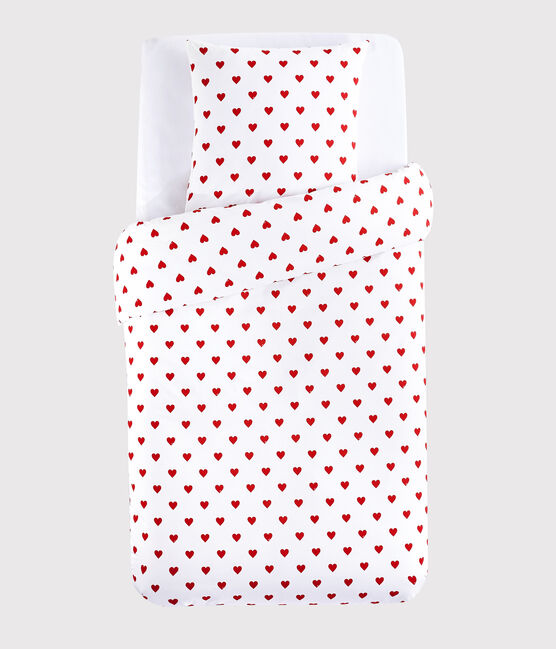Completo biancheria da letto cuore rosso in popeline bianco MARSHMALLOW/rosso TERKUIT