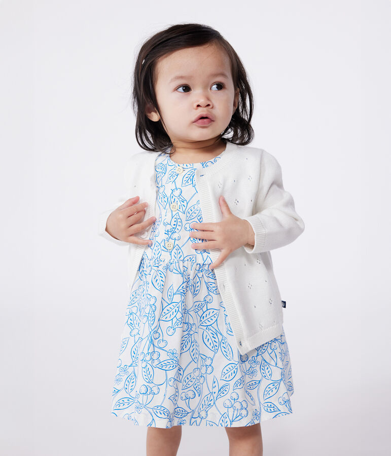 Cardigan in cotone a punto fantasia neonata bianco MARSHMALLOW